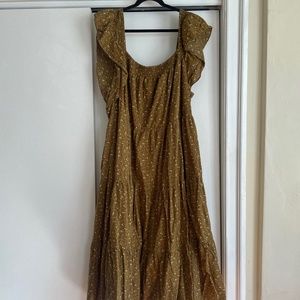 Madewell Ruffle-Sleeve Tiered Midi Dress in Daisy Stitch